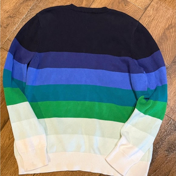 Liz Claiborne V-Neck Sweater - Navy, Blue, Green, Stripes - Picture 2 of 5